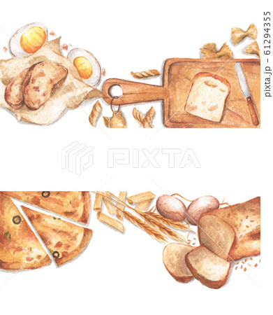Watercolor food frame with copy space. 61294355