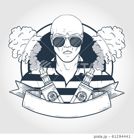 Sketch of hipster with vaporizer cigarette Sketch of hipster with vaporizer cigarette 61294441