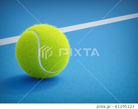 Tennis Ball On Blue Floorのイラスト素材