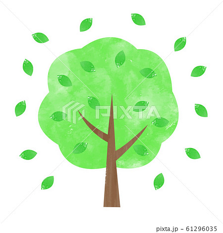 かわいい緑の木 水彩風のイラスト素材