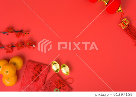 Chinese new year festival concept, flat lay top 61297159