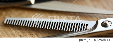Metallic Scissors of Hairdresser Closeup Photo Metallic Scissors of Hairdresser Closeup Photo 61298643