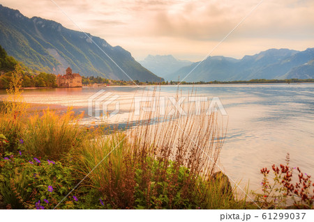 Montreux, Switzerland castle and mountains Montreux, Switzerland castle and mountains 61299037