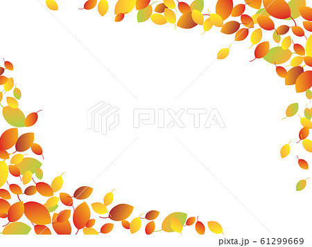 秋のカラフルな落葉のフレームのイラスト素材