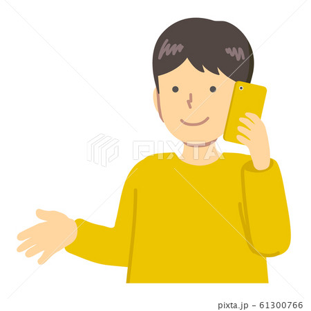 スマートフォンを持つ男の子 61300766
