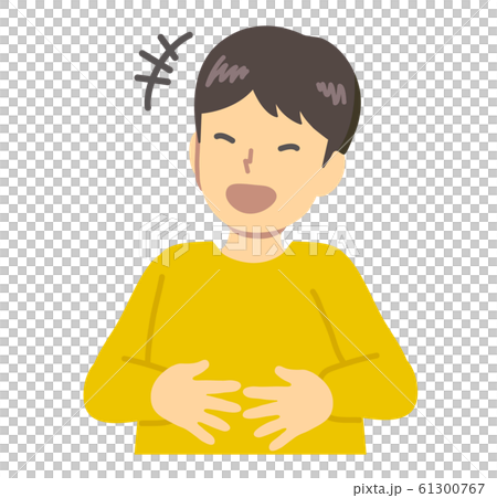 お腹を抱えて笑う男の子のイラスト素材