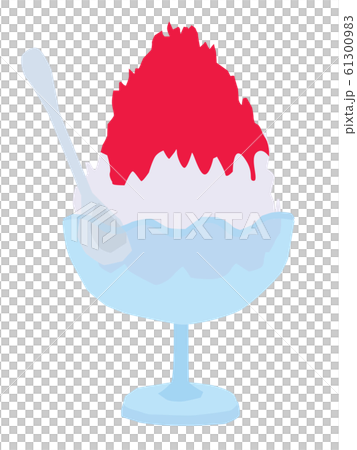 草莓味刨冰放在玻璃碗中 61300983