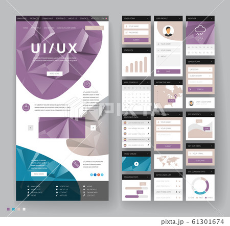 Website template design with interface elements 61301674