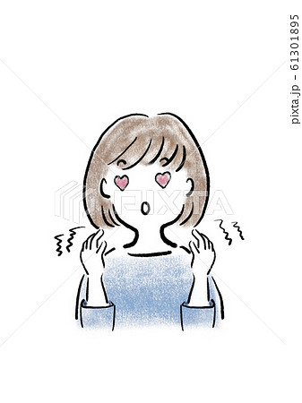 目がハートになる 女性 喜ぶのイラスト素材