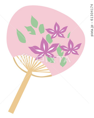 花の模様のピンクのうちわのイラストのイラスト素材