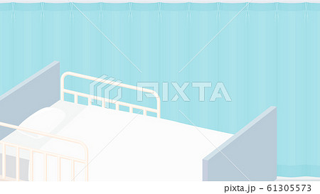 介護用ベッドの背景イラスト カーテン 緑 16 9のイラスト素材