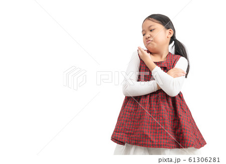 Kid Asian girl face expression envy, jealous 61306281