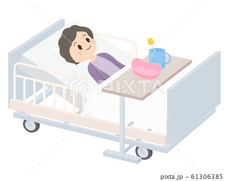 介護用ベッドのギャッジアップのイラスト_テーブル_口腔ケア 61306385