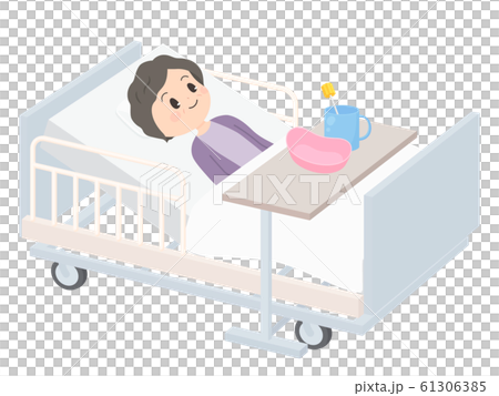 介護用ベッドのギャッジアップのイラスト_テーブル_口腔ケア 61306385
