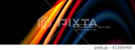 Сolorful flow poster. Wave liquid lines and shapes in black color background. Vector Illustration 61306469