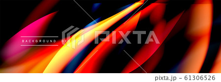 Сolorful flow poster. Wave liquid lines and shapes in black color background. Vector Illustration 61306526