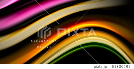 Abstract silk smooth lines on black, multicolored liquid fluid rainbow style waves on black Abstract silk smooth lines on black, multicolored liquid fluid rainbow style waves on black 61306595