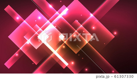 Shiny neon design square shape abstract background. Retro vector abstract design banner template 61307330