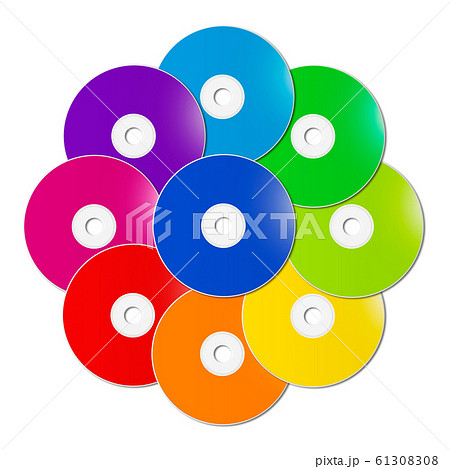 Colorful rainbow CD - DVD in a circle shape on Colorful rainbow CD - DVD in a circle shape on 61308308