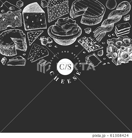Cheese design template. Hand drawn vector dairy Cheese design template. Hand drawn vector dairy 61308424