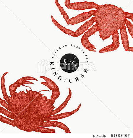 Crab design template. Hand drawn vector seafood 61308467
