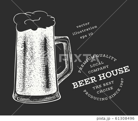 Beer glass mug illustration. Hand drawn vector pub Beer glass mug illustration. Hand drawn vector pub 61308496