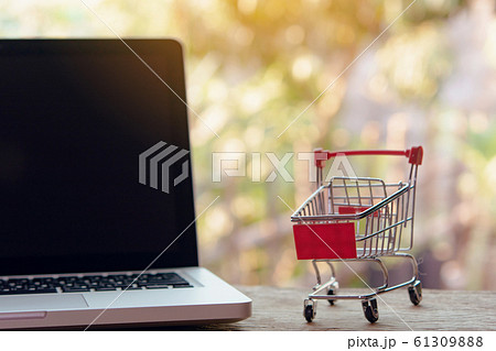 Shopping online concept - Empty shopping cart or Shopping online concept - Empty shopping cart or 61309888