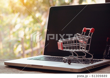 Shopping online concept - Empty shopping cart or Shopping online concept - Empty shopping cart or 61309889
