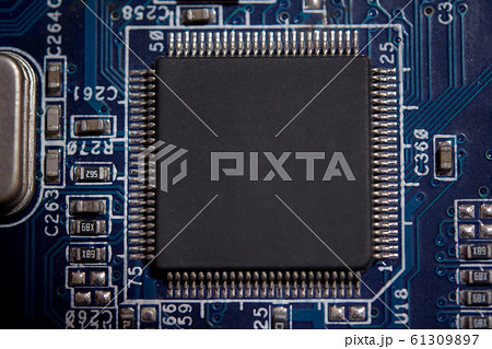 Close up blank microchip on Electronic circuit Close up blank microchip on Electronic circuit 61309897
