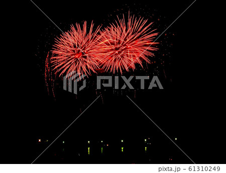 Colorful firework in night sky close up 61310249