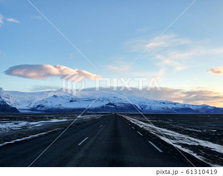 Picturesque winter landscape of Iceland. The Picturesque winter landscape of Iceland. The 61310419