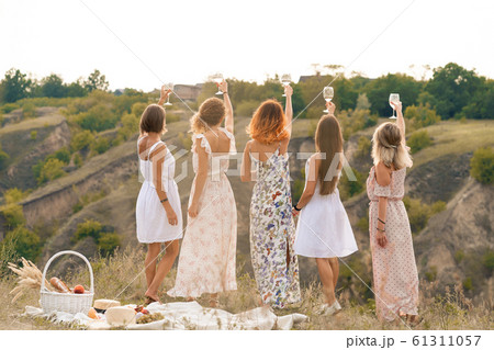 Shoot from back. The company of gorgeous female 61311057