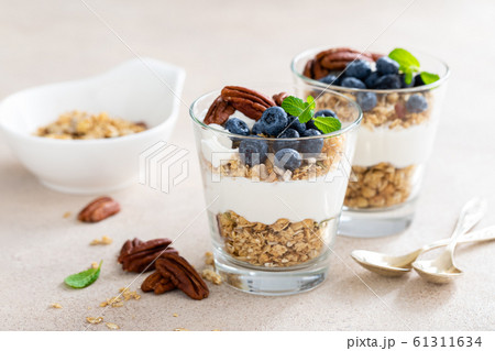 Blueberry layered parfait with ricotta cheese, Blueberry layered parfait with ricotta cheese, 61311634