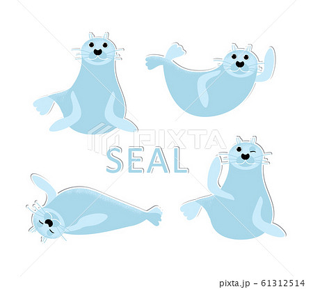 Set of isolated seal animal 61312514