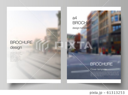 Vector layout of A4 cover mockups design templates for brochure, flyer, booklet, cover design, book design, brochure cover. Abstract halftone effect decoration with dots. Dotted pattern decoration. Vector layout of A4 cover mockups design templates for brochure, flyer, booklet, cover design, book design, brochure cover. Abstract halftone effect decoration with dots. Dotted pattern decoration. 61313253