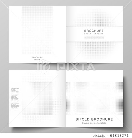 Vector layout of two covers templates for square design bifold brochure, flyer, magazine, cover design, brochure cover. Halftone effect decoration with dots. Dotted pattern for grunge style decoration 61313271