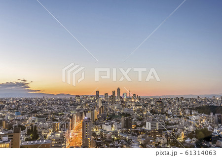 東京都文京区後楽園から見た東京の夕景 61314063