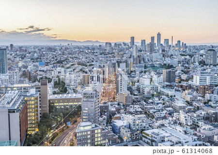東京都文京区後楽園から見た東京の夕景 61314068