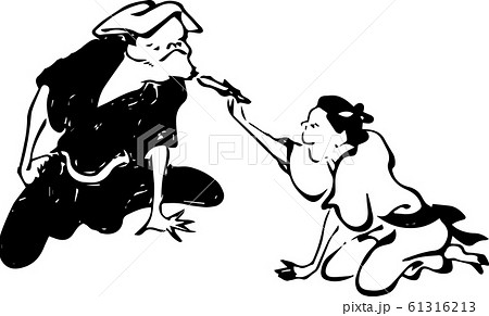 男性のひげを抜く使用人のイラスト素材