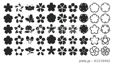 桜 イラスト 白黒のイラスト素材 61319482 Pixta