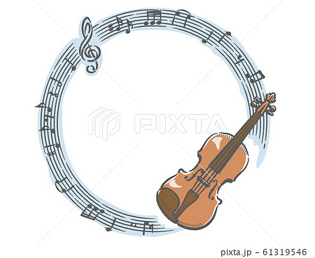 ヴァイオリンと音符 楽譜のイラスト フレームのイラスト素材