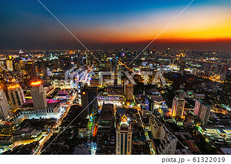 Bangkok city downtown and road traffic at sunset Bangkok city downtown and road traffic at sunset 61322019