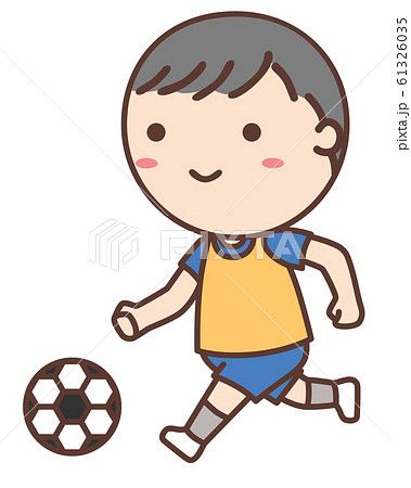 サッカーをする男の子のイラスト素材