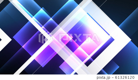 Neon glowing techno square rectangle lines, blue hi-tech futuristic abstract background 61326120