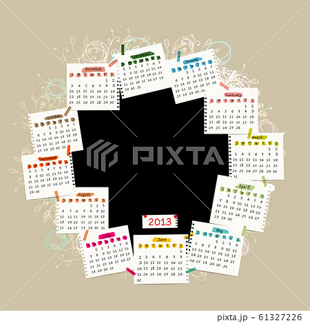 Vector calendar 2013 with place for your photo or Vector calendar 2013 with place for your photo or 61327226