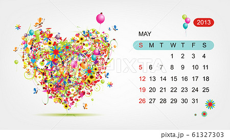 Vector calendar 2013, may. Art heart design Vector calendar 2013, may. Art heart design 61327303