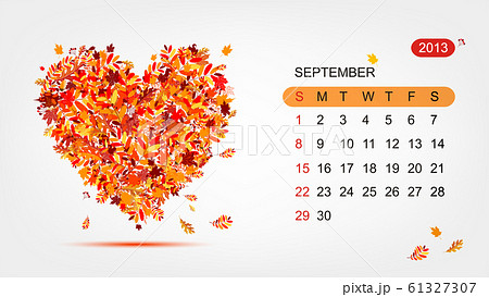 Vector calendar 2013, september. Art heart design Vector calendar 2013, september. Art heart design 61327307