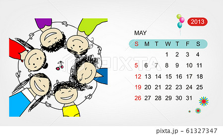 Vector calendar 2013. Girls party for your design Vector calendar 2013. Girls party for your design 61327347