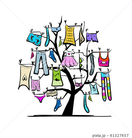 Wardrobe, clothes on tree for your design 61327657