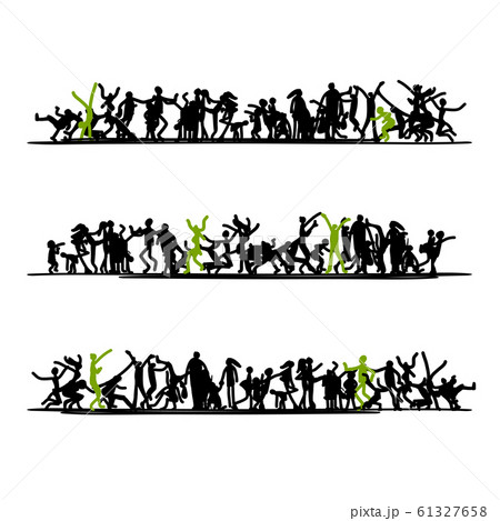 Sketch of people crowd for your design 61327658